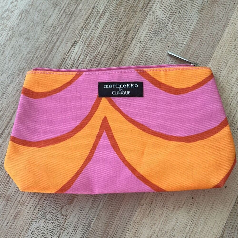 Merimekko for Clinique orange and pink cosmetic bag make up bag